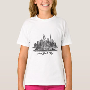New Yorker Stadt Skyline Line Art Illustration T-Shirt