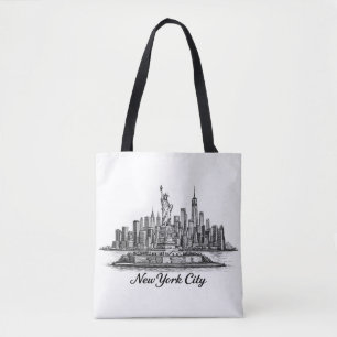 New Yorker Stadt Skyline Line Art Illustration Tasche