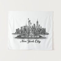 New Yorker Stadt Skyline Line Art Illustration