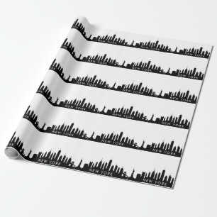 New Yorker Stadt Skyline Schwarz Großer Apfel Mode Geschenkpapier