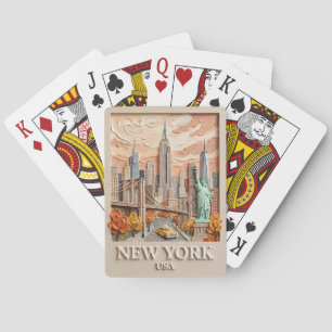 New Yorker Stadt Vintage 3D texturiertes Stadtbild Spielkarten