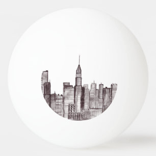 New Yorker Stadt Wasserfarbe Manhattan Skyline Tischtennisball