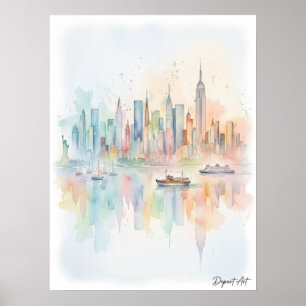 New Yorker Stadtansicht Aquarell-Kunst Poster