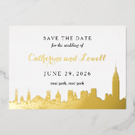 New Yorker Stadtansicht Goldfolie Save the Date Folieneinladung