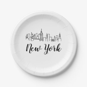 New Yorker Stadtansicht Illustration Pappteller