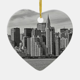 New Yorker Stadtansicht vom East River B&W Keramikornament