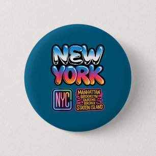 New Yorker Stadtbild Bronx Queens Manhattan Staat Button