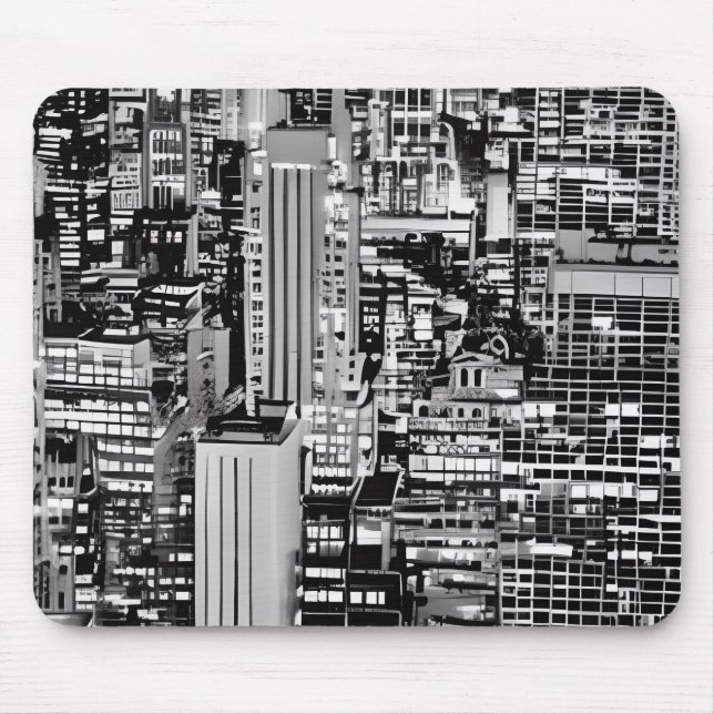 New Yorker Stadtbild in Schwarz und Weiß Mousepad (Vorne)