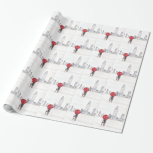 New Yorker Stadtbild roter Regenschirm Liebespaar Geschenkpapier