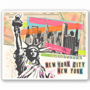 New Yorker Stadtlandschaft Reise Magazin Pop Art C Aufkleber