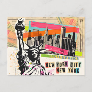 New Yorker Stadtlandschaft Reise Magazin Pop Art C Postkarte