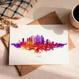 New Yorker Stadtsilhouette Aquarell auf Weiß Postkarte