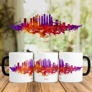 New Yorker Stadtsilhouette Aquarell auf Weiß Verwandlungstasse