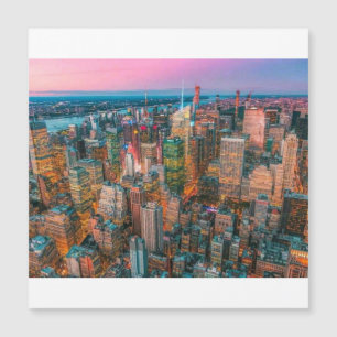 New Yorker Stadtsilhouette bei Sonnenuntergang N Magnetkarte