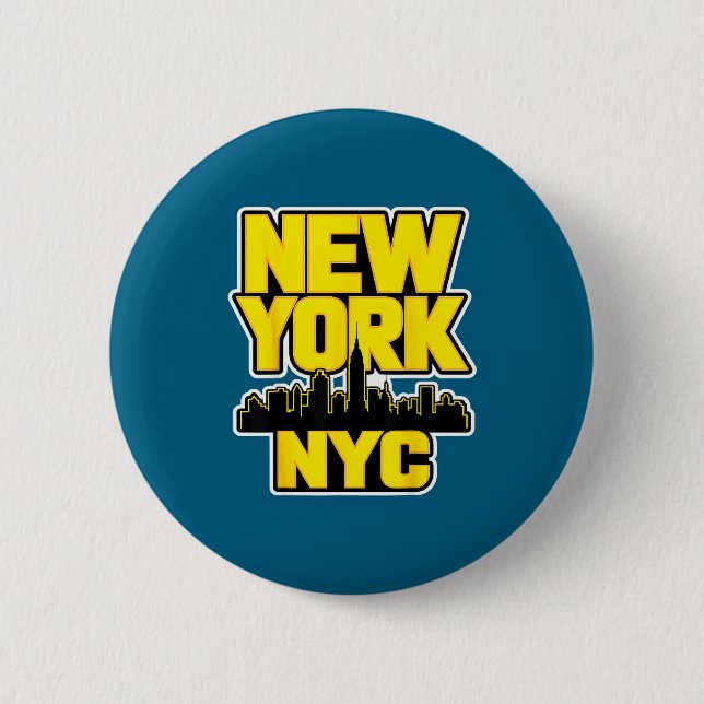 New Yorker Stadtsilhouette Bronx Queens Manhattan  Button (Vorderseite)