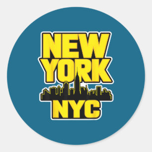 New Yorker Stadtsilhouette Bronx Queens Manhattan  Runder Aufkleber