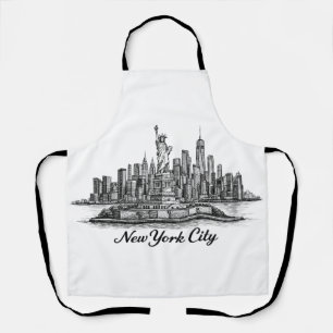 New Yorker Stadtsilhouette Linienkunst Illustratio Schürze