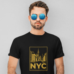 New Yorker Stadtsilhouette – Vintage Gold & Schwar T-Shirt