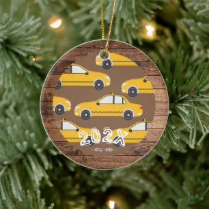 New Yorker Taxi Eigenname - Jahr Keramik Ornament