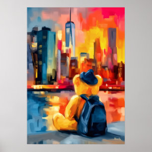 New Yorker Teddy-Fauvist Manhattan-Skyline-Druck Poster