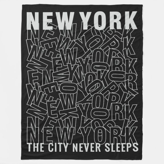 New Yorker Typografie-Fleece-Decken Fleecedecke (Vorderseite)