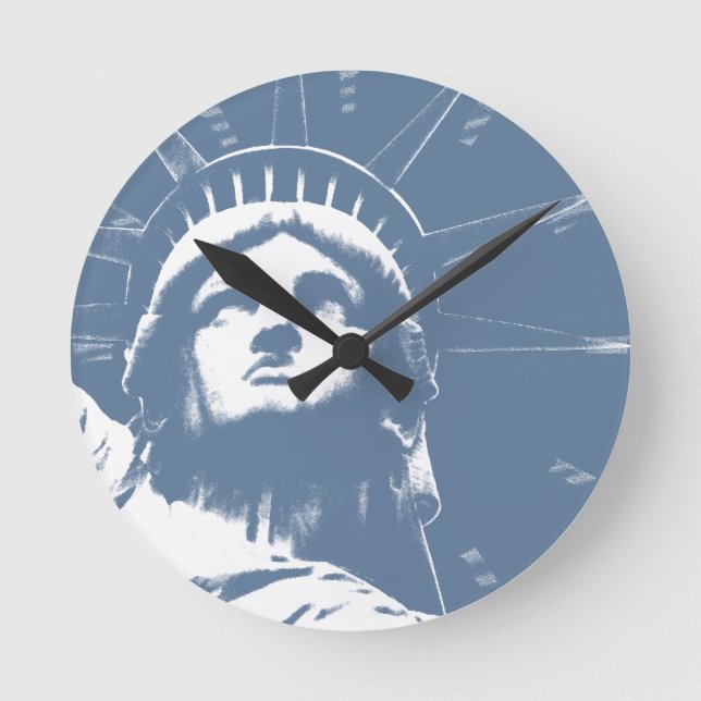 New Yorker Uhrenstatue der Freiheitsmauer Runde Wanduhr (Vorderseite)