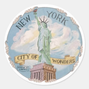 New Yorker Vintage Freiheitsstadt der Wunder Runder Aufkleber