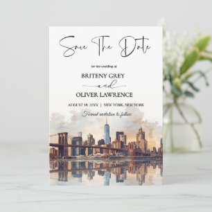 New Yorker Wasserfarben-Skyline-Ziel Save The Date