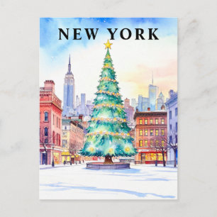 New Yorker Weihnachtsbaum-Winterreise Postkarte