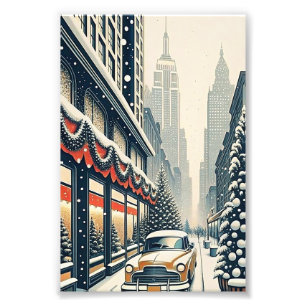 New Yorker Weihnachtskarte mit schneebedeckter Ave Fotodruck