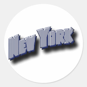 New- Yorkfahnen-Text Runder Aufkleber