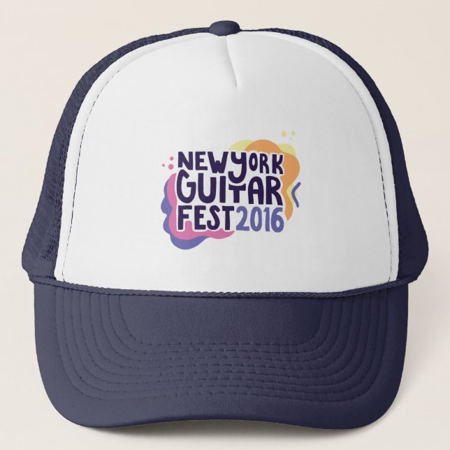 New- Yorkgitarren-Festival-Fernlastfahrer-Hut 2016 Truckerkappe (Vorderseite)