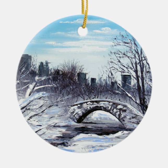 New- Yorkkunst, Central Park, Landschaft Keramik Ornament (Vorne)