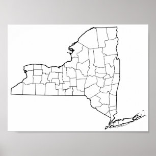 New- YorkLandkreis-leere Kontur-Karte Poster