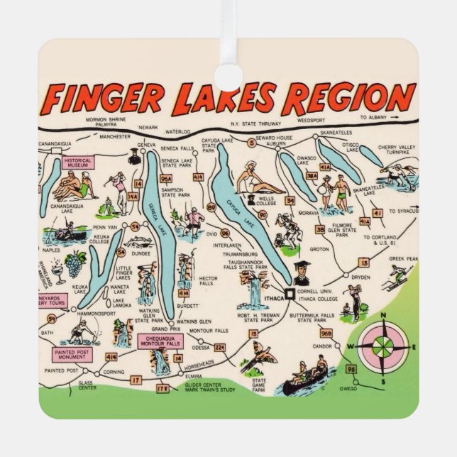 New Yorks Fingerlakes Ornament Aus Metall (Vorderseite)