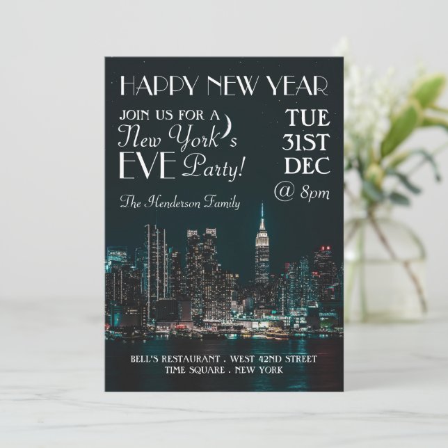 New Yorks Silvesterabend-Party Einladung (Stehend Vorderseite)