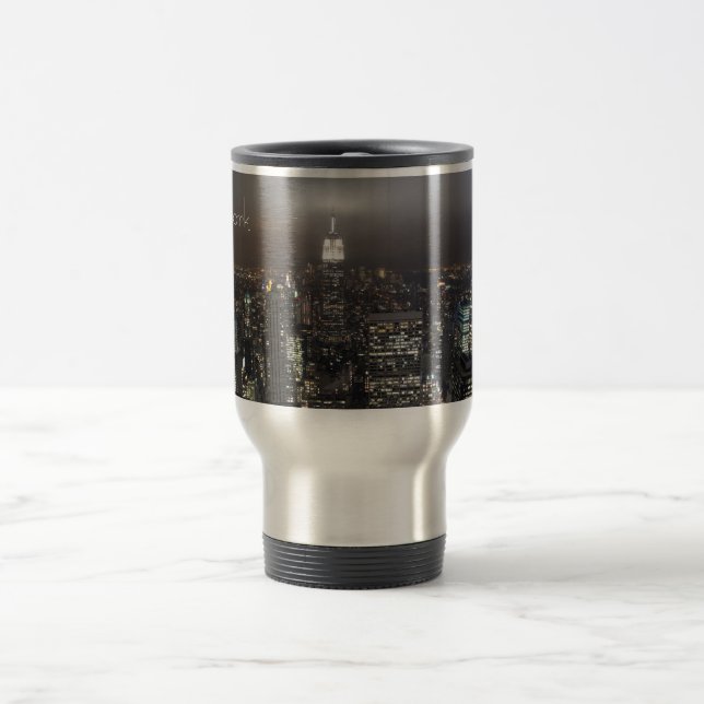 New- Yorkschalecityscape-New- YorknachtTasse Reisebecher (Mittel)