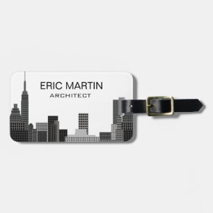New Yorkskyline-grauer moderner personalisierter Gepäckanhänger
