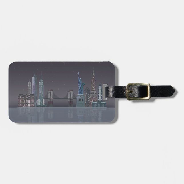 New- YorkSkyline-Nachtreflexionen Gepäckanhänger (Vorderseite horizontal)