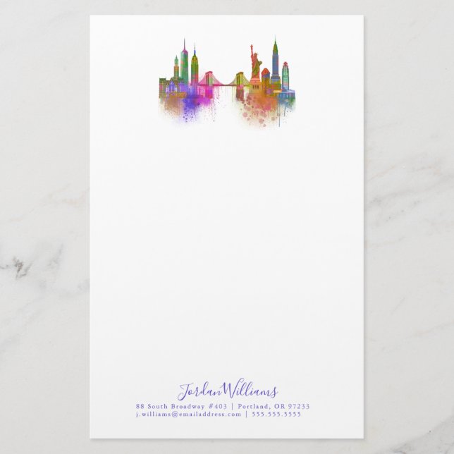 New- YorkSkyline - Regenbogen Briefpapier (Vorderseite)