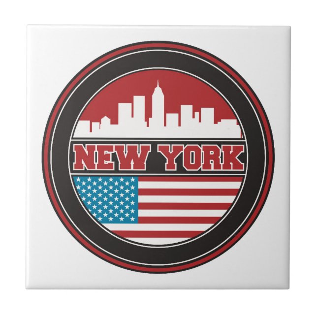 New- YorkSkyline | Vereinigte Staaten kennzeichnen Fliese (Vorderseite)