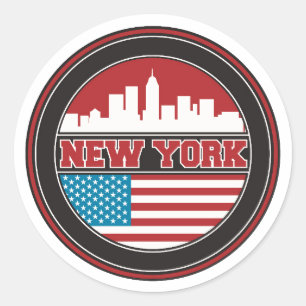 New- YorkSkyline   Vereinigte Staaten kennzeichnen Runder Aufkleber