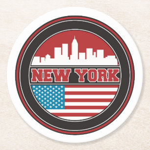 New- YorkSkyline Vereinigte Staaten kennzeichnen Runder Pappuntersetzer