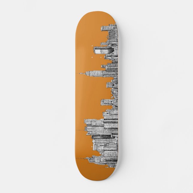 New- YorkSkylineorange Skateboard (Vorderseite)