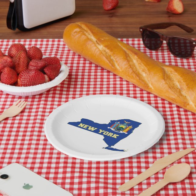 New- YorkStaats-Flaggen-Karte Pappteller (Picknick)