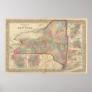 New- YorkStaats-Karte durch Mitchell Poster