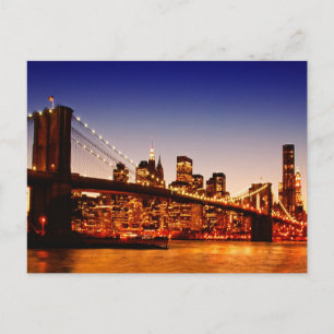 New- YorkStadtbild mit Brücke über Fluss Postkarte