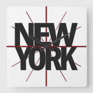 New Yorktimezone-Wanduhr Quadratische Wanduhr