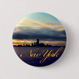 New- YorkUfergegend-Sonnenuntergang-Knopf Button
