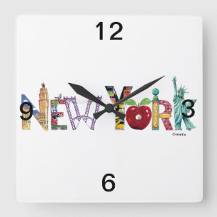 New- YorkWanduhr Quadratische Wanduhr